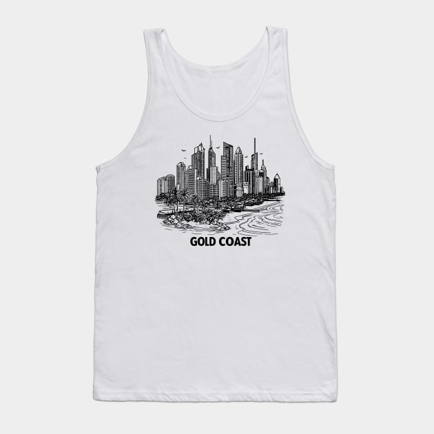 gold coast australia city simple line art illustration Tank Top by art poo